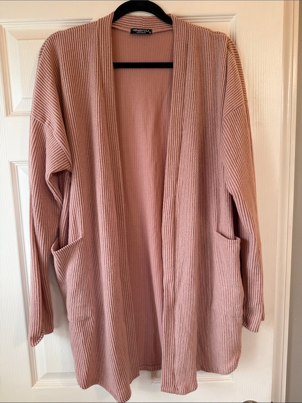 HEIMISH USA Dusty Rose Ribbed Open-Front Cardigan